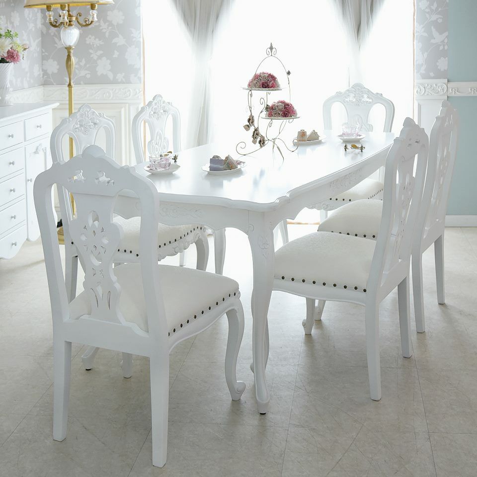 英国調 クイーンアン様式 ダイニングチェア ホワイト 幅55cm 画像9