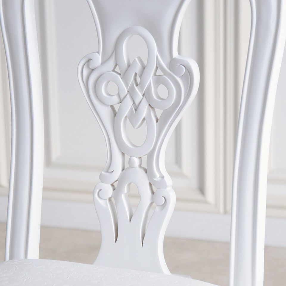 英国調 クイーンアン様式 ダイニングチェア ホワイト 幅55cm 画像9