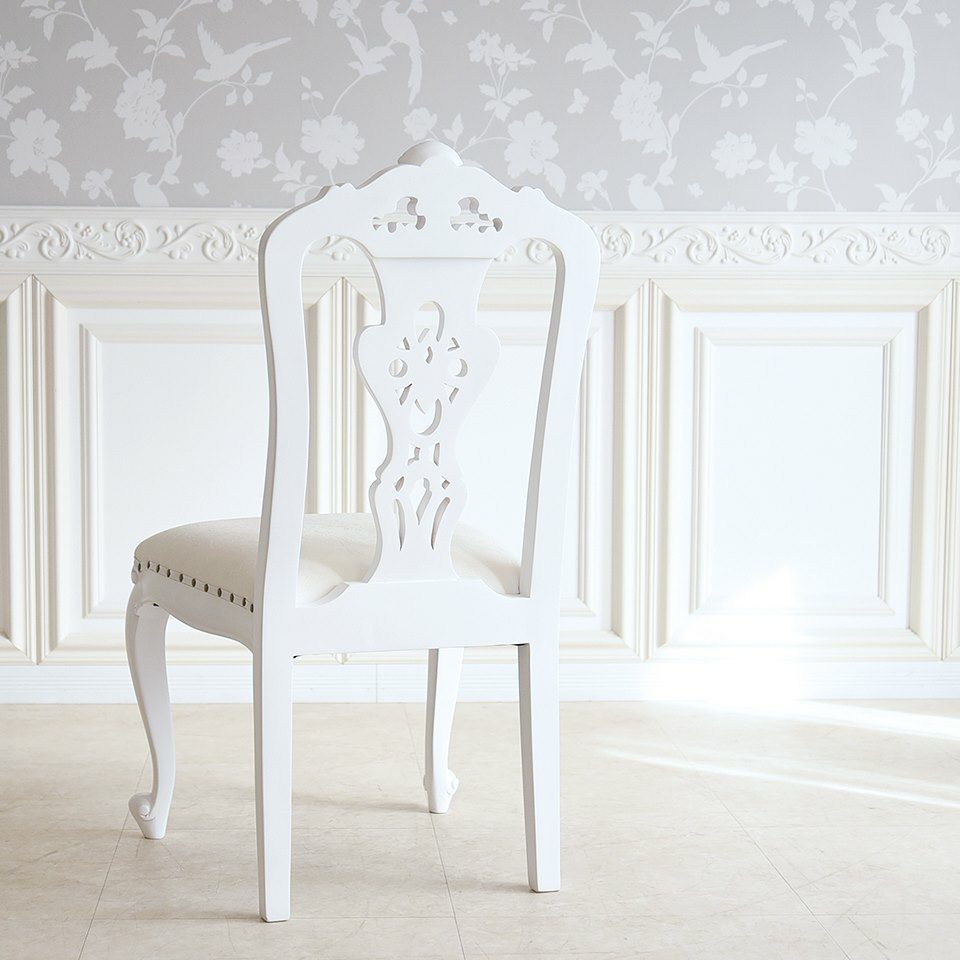 英国調 クイーンアン様式 ダイニングチェア ホワイト 幅55cm 画像11