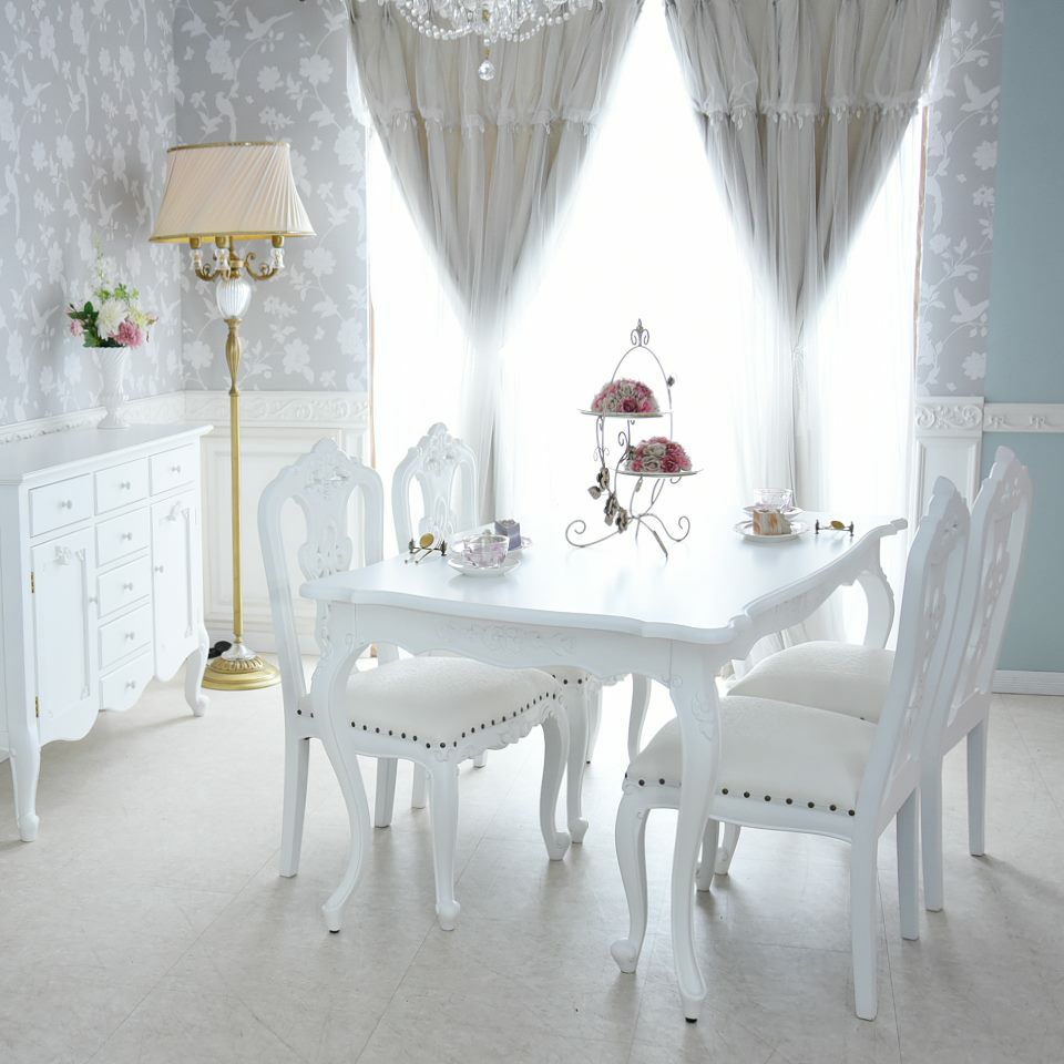 英国調 クイーンアン様式 ダイニングチェア ホワイト 幅55cm 画像14