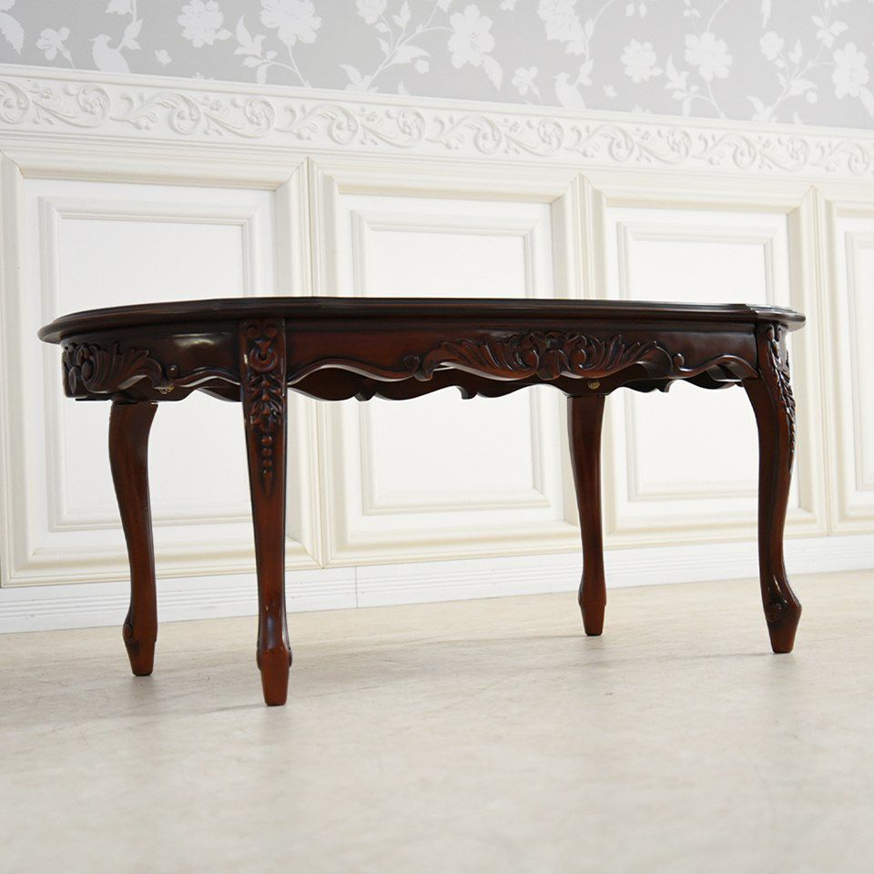 アンティーク調 センターテーブル 幅105cm マホガニー材 クラシック家具 画像3