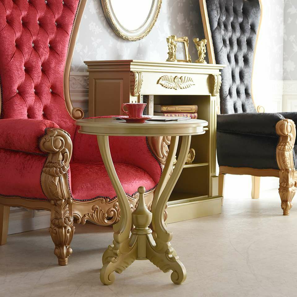 King＆Queen ロココ ゴールド 王宮のサイドテーブル 直径60cm 画像6