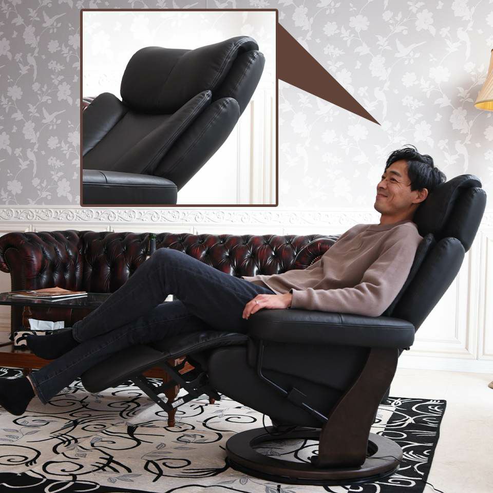 ホワイトチャペル パーソナルチェア 電動 本革ブラック 画像5