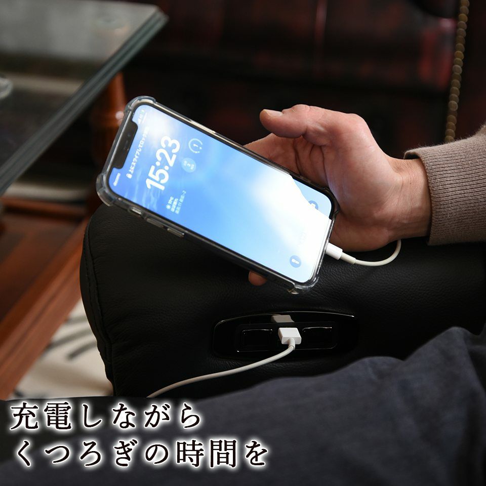 ホワイトチャペル パーソナルチェア 電動 本革ブラック 画像9