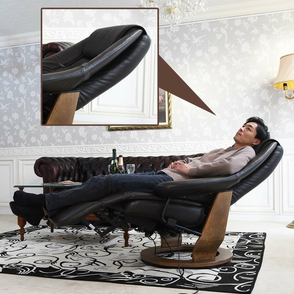 キンデルダイク パーソナルチェア 電動 本革ダークブラウン 画像5