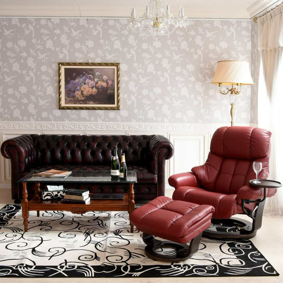 イタリアン ボルドー パーソナルチェア リクライニング 本革 画像2