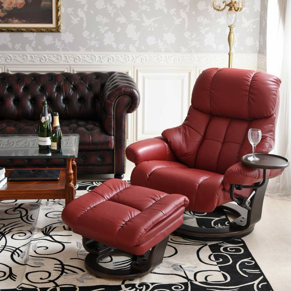 イタリアン ボルドー パーソナルチェア リクライニング 本革 画像14