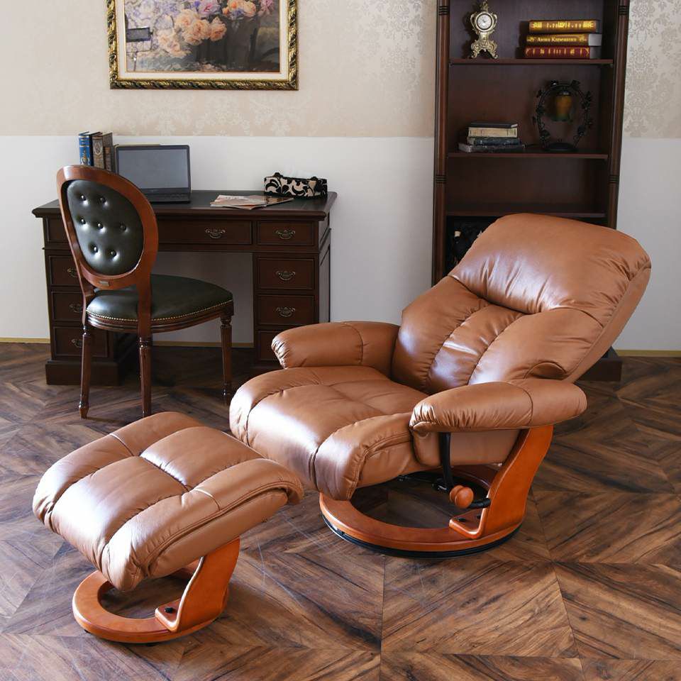 ミシガン パーソナルチェア リクライニング 本革ブラウン 画像14