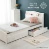 引出付 セミシングルショートベッド ホワイト 幅84cm 画像2