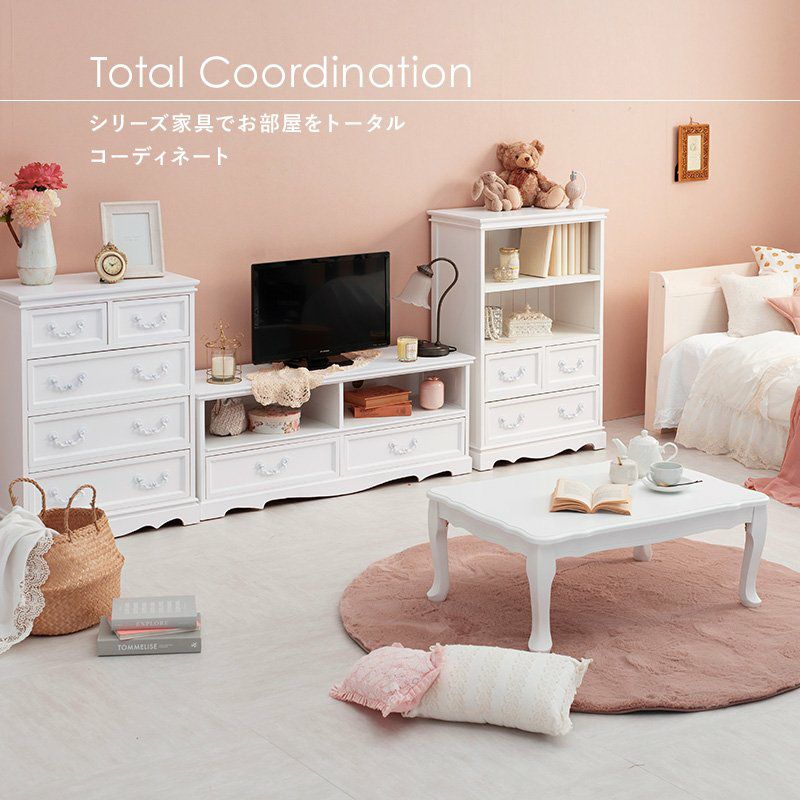 姫系 オープンラック クリスタル調 ハンドル ホワイト 幅60cm 画像3