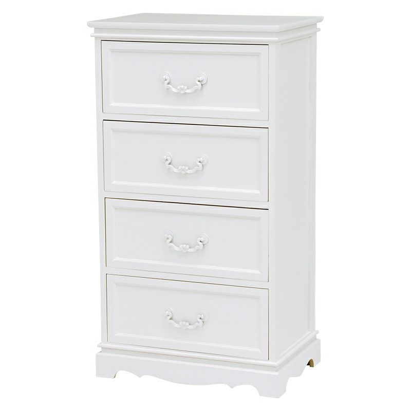 姫系 4段チェスト アンティーク調 ハンドル ホワイト 幅50cm 画像9