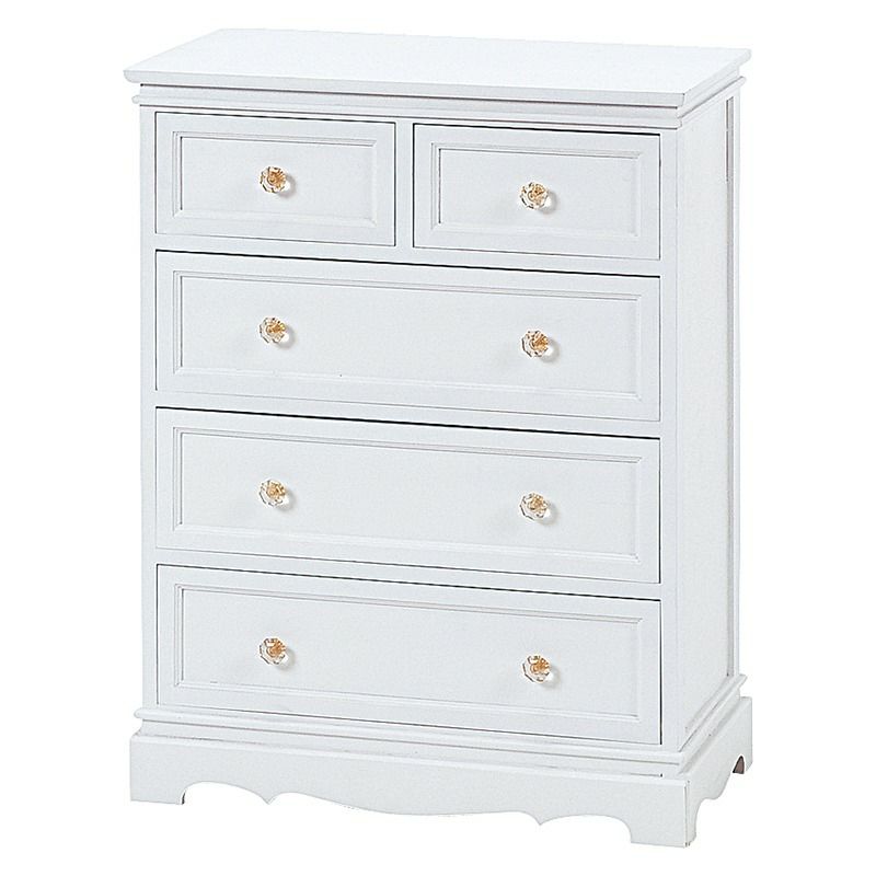 姫系 4段チェスト クリスタル調 ハンドル ホワイト 幅60cm 画像9