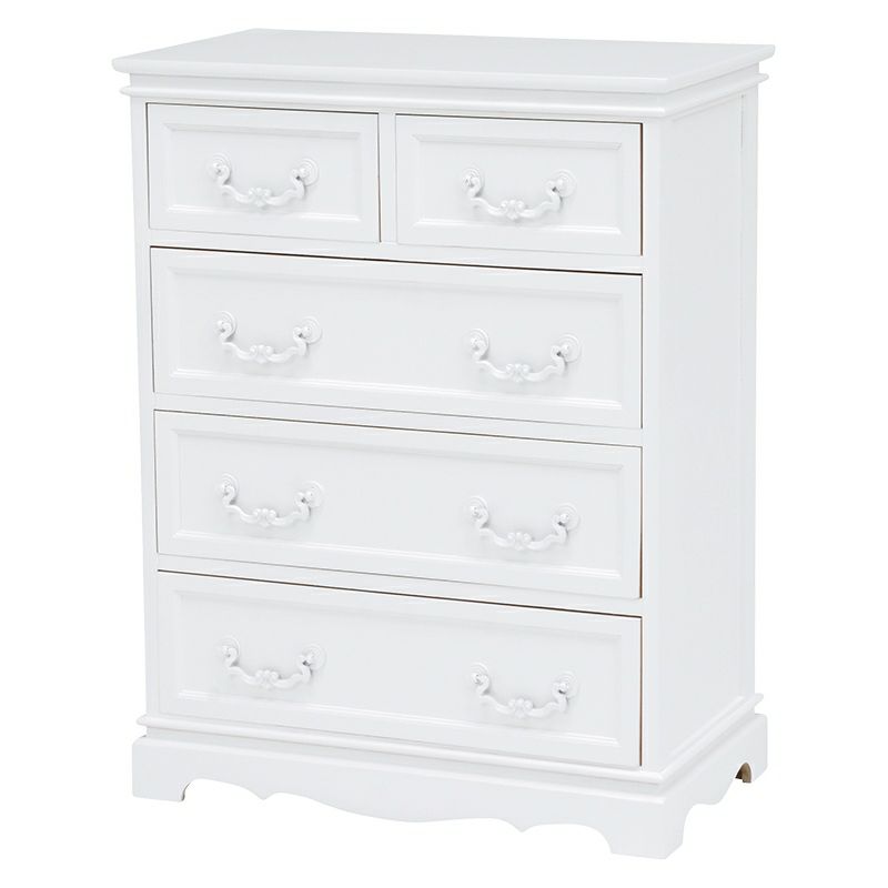 姫系 4段チェスト クリスタル調 ハンドル ホワイト 幅60cm 画像9