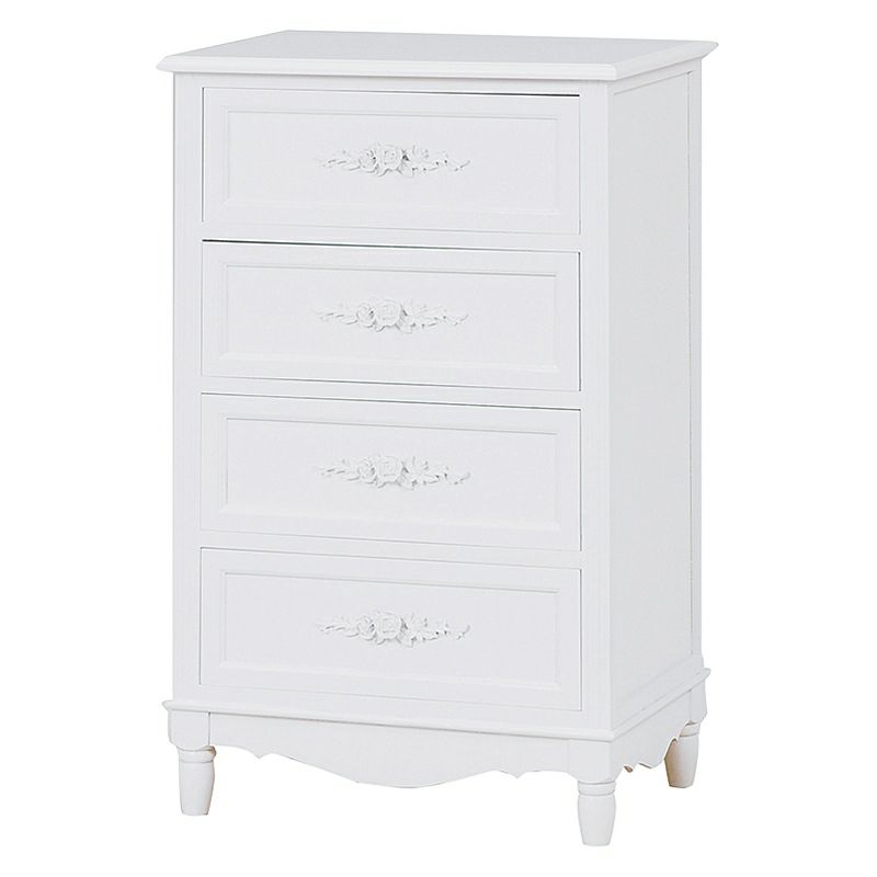 姫系 4段チェスト アンティーク風 ハンドル ホワイト 幅50cm 画像10