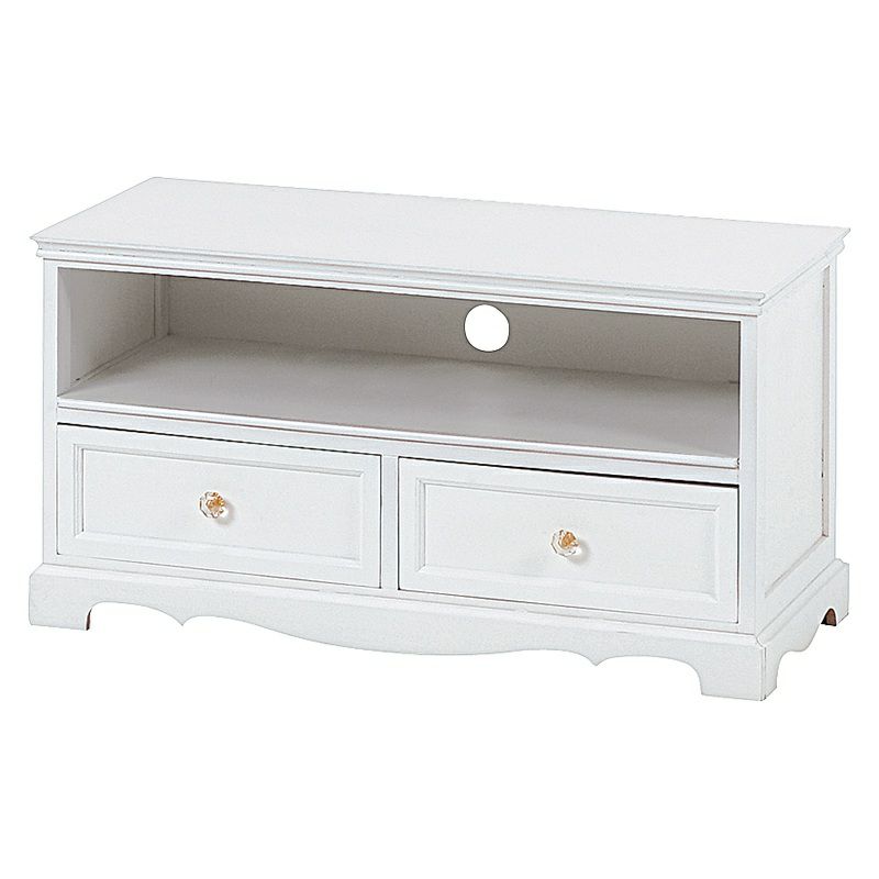 姫系 テレビ台 クリスタル調 ハンドル ホワイト 幅80cm 画像10