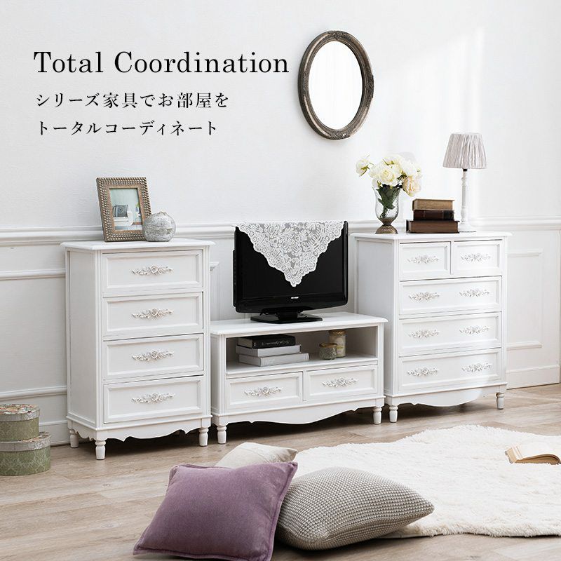 アンティーク調 テレビ台 ホワイト 幅80cm 画像4