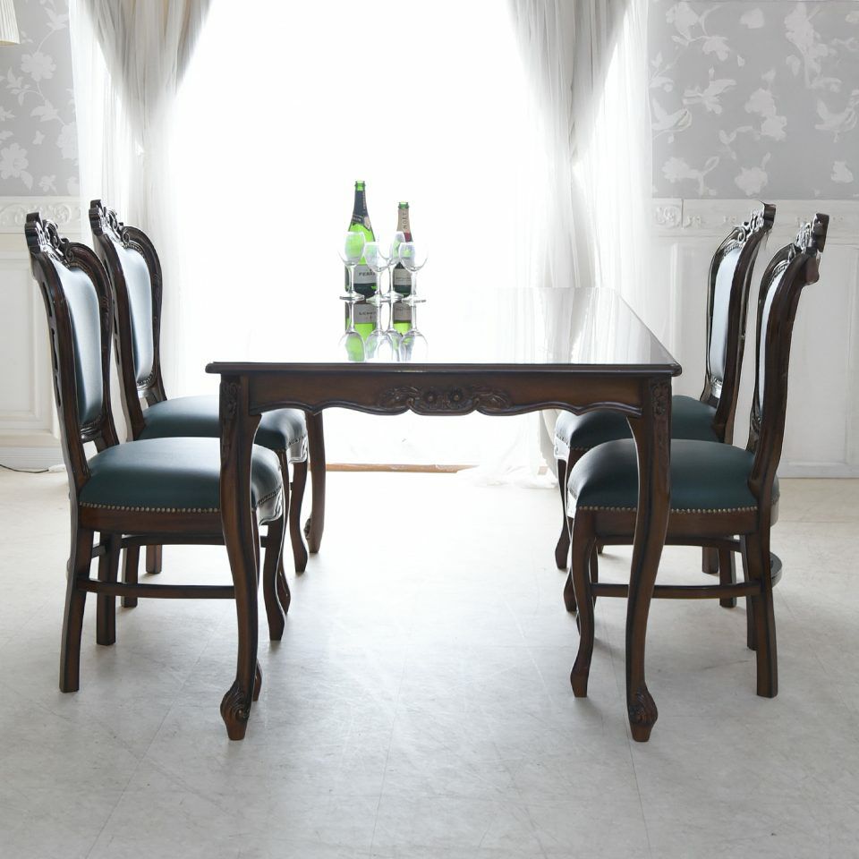 マリナカッシーリ 長方形 ダイニングセット5P 4人掛け 合皮グリーン 幅165cm 画像11