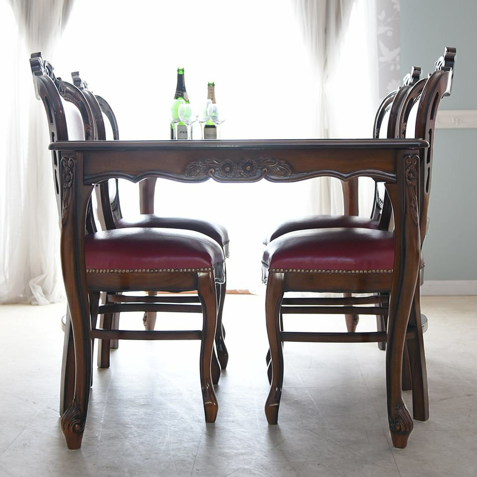 マリナカッシーリ 長方形 ダイニングセット5P 4人掛け 合皮レッド 幅165cm 画像11