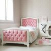 姫系シングルベッド ピンク 白家具 ロココ調 画像4