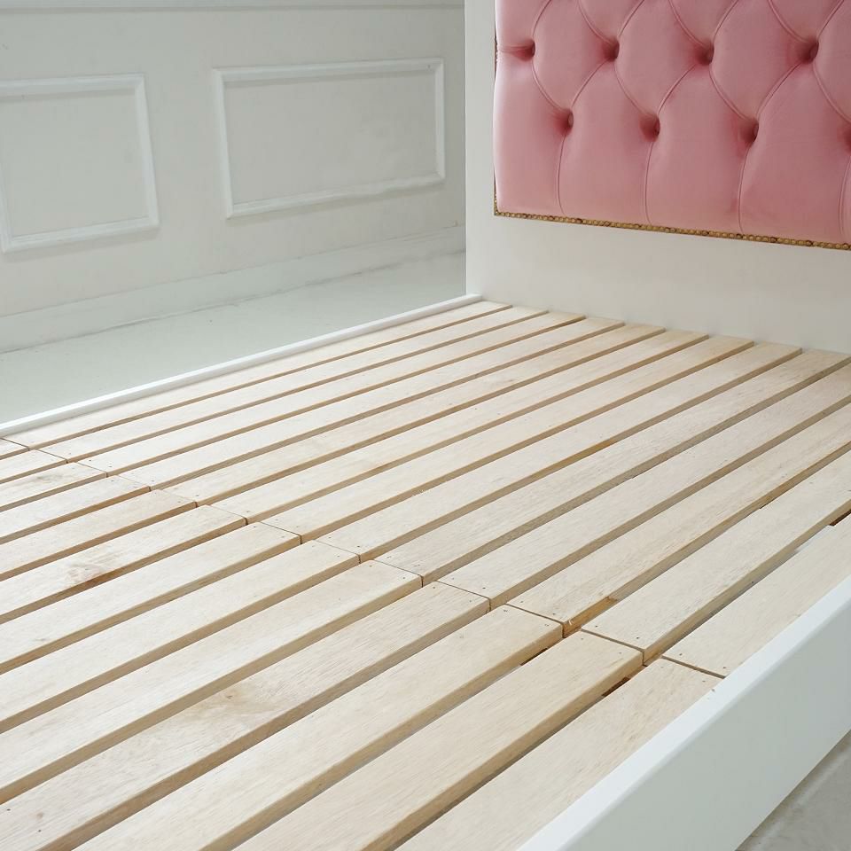 姫系セミダブルベッド ピンク 白家具 ロココ調 画像11