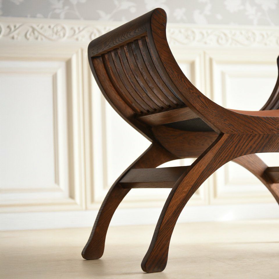 アンティーク調 スツール 英国調 足置き オーク材 玄関椅子 高級 画像4