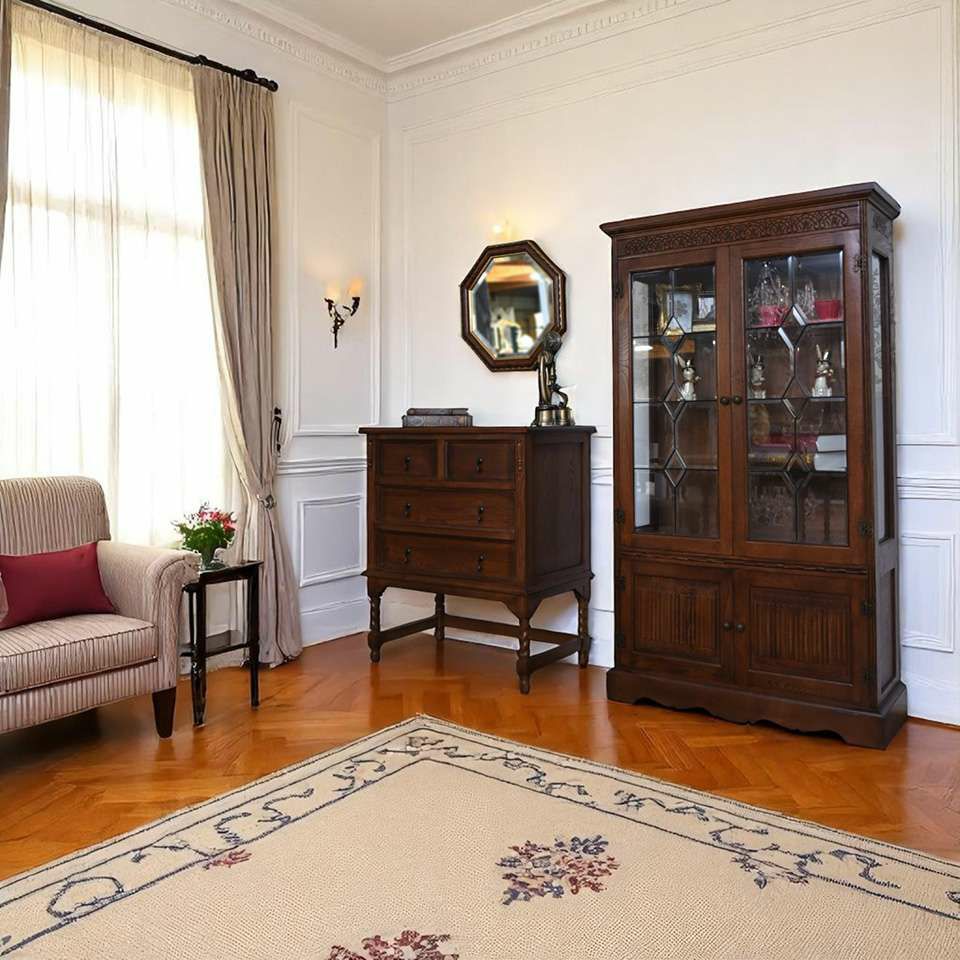 アンティーク調 ショーケース 英国調 キャビネット オーク材 飾り棚 画像6