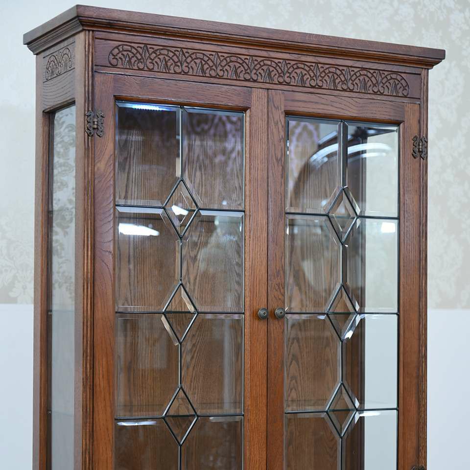 アンティーク調 ショーケース 英国調 キャビネット オーク材 飾り棚 画像7