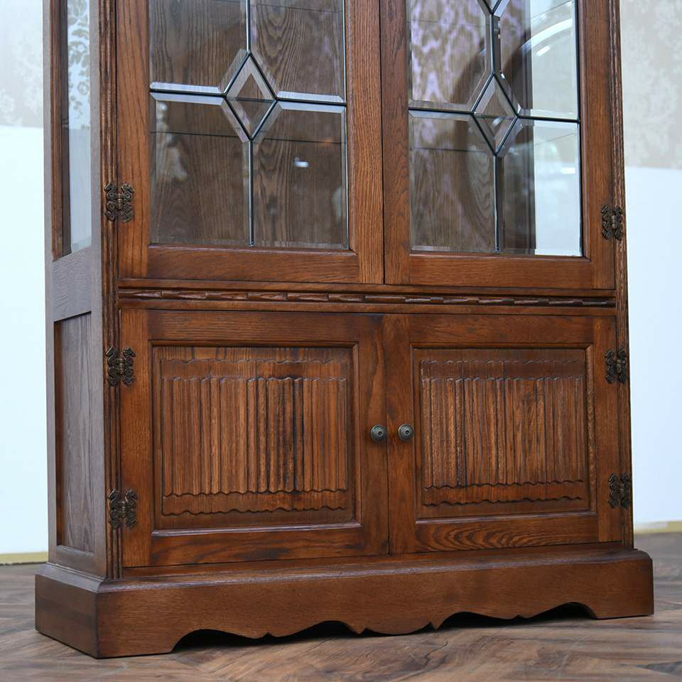 アンティーク調 ショーケース 英国調 キャビネット オーク材 飾り棚 画像8