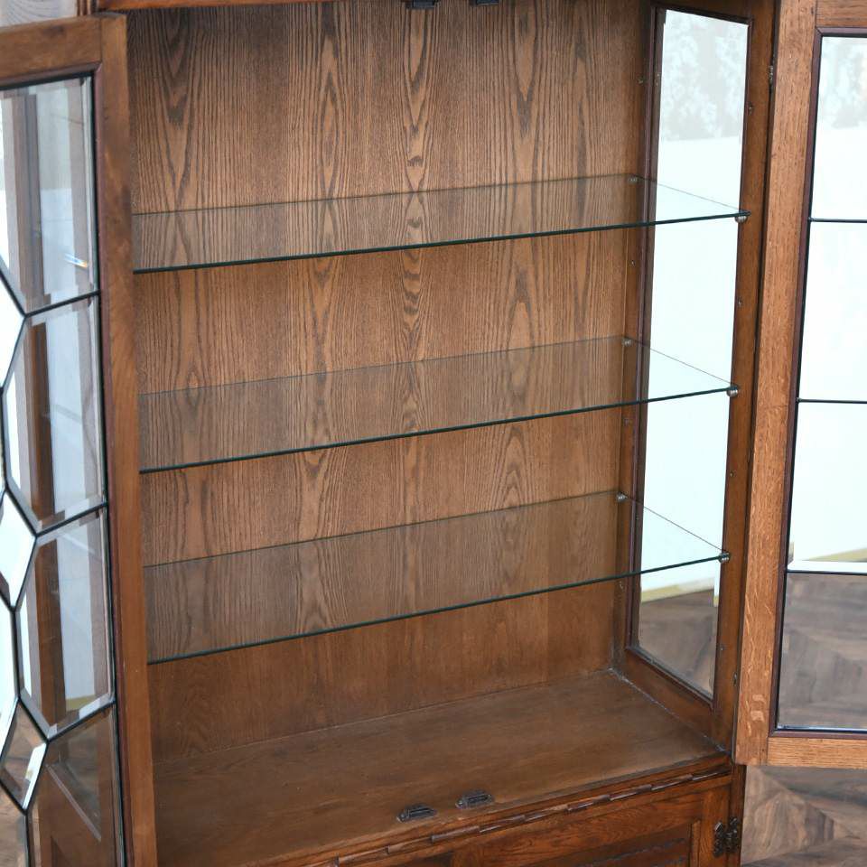 アンティーク調 ショーケース 英国調 キャビネット オーク材 飾り棚 画像9