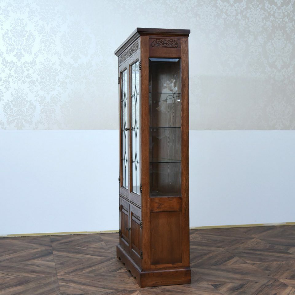 アンティーク調 ショーケース 英国調 キャビネット オーク材 飾り棚 画像12