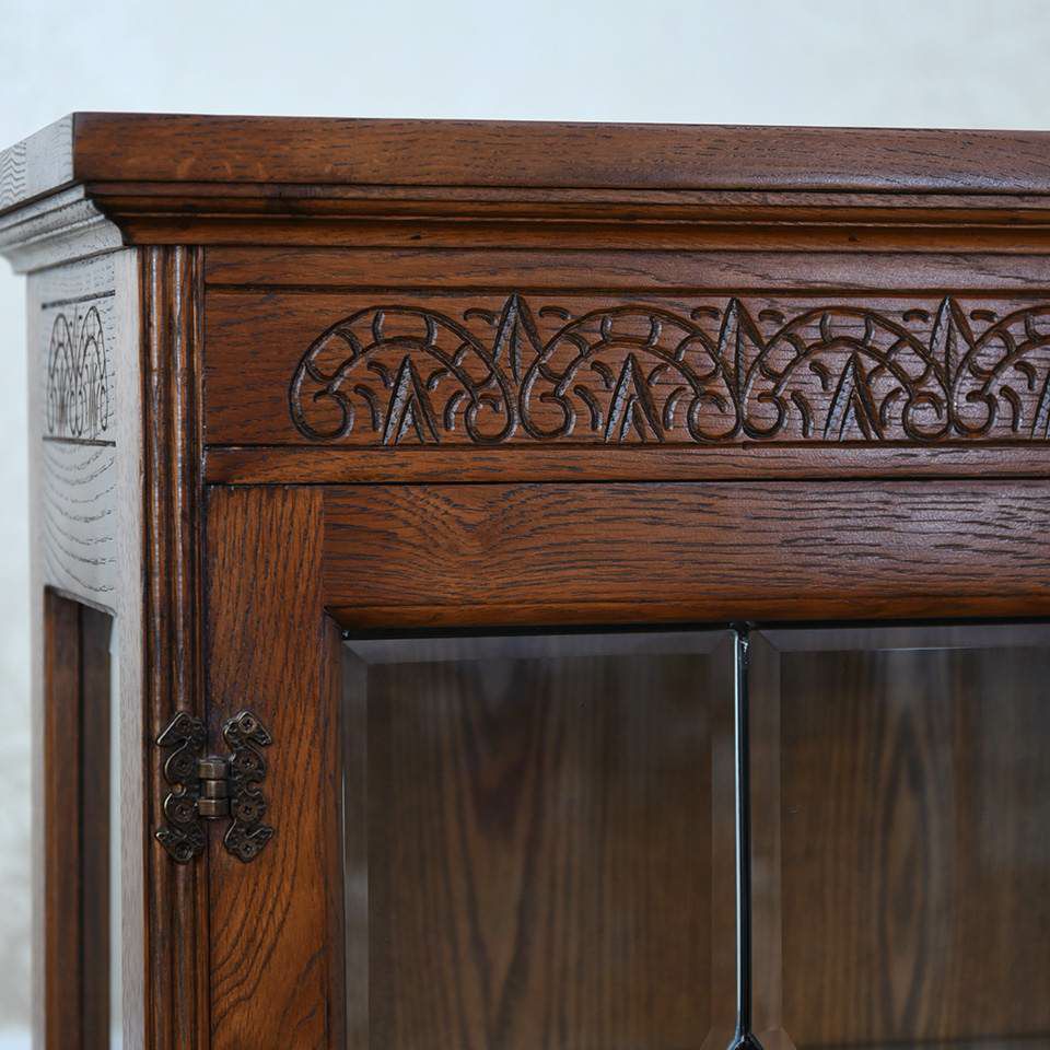 アンティーク調 ショーケース 英国調 キャビネット オーク材 飾り棚 画像13