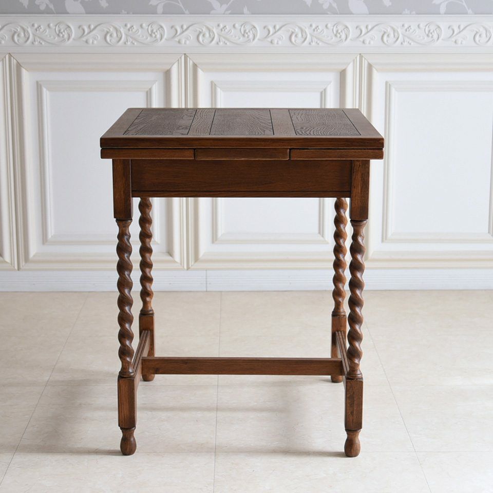 アンティーク調 伸長式 ダイニングセット 3P 2人掛け 英国調 オーク材 高級 画像2