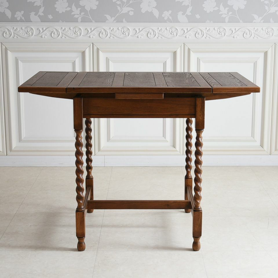 アンティーク調 伸長式 ダイニングセット 3P 2人掛け 英国調 オーク材 高級 画像3