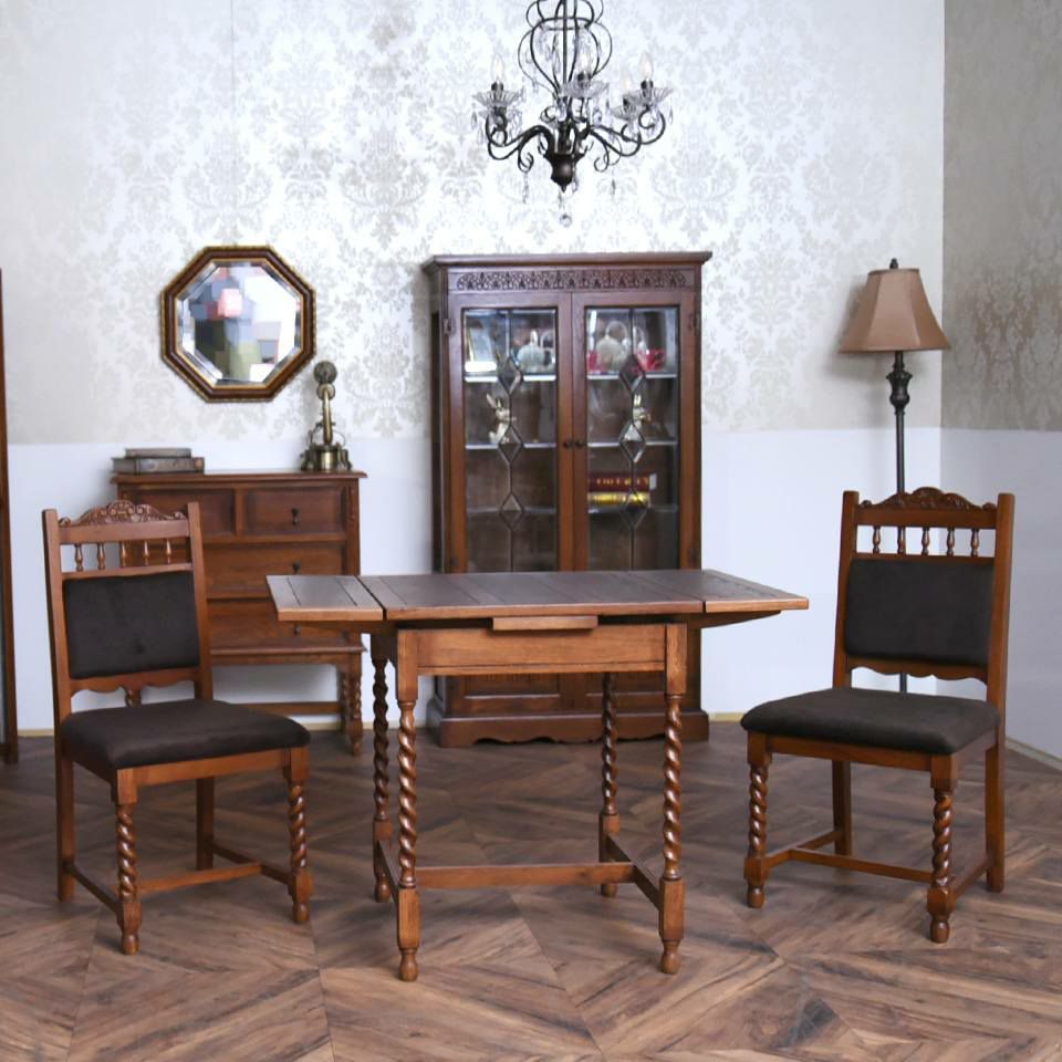 アンティーク調 伸長式 ダイニングセット 3P 2人掛け 英国調 オーク材 高級 画像6