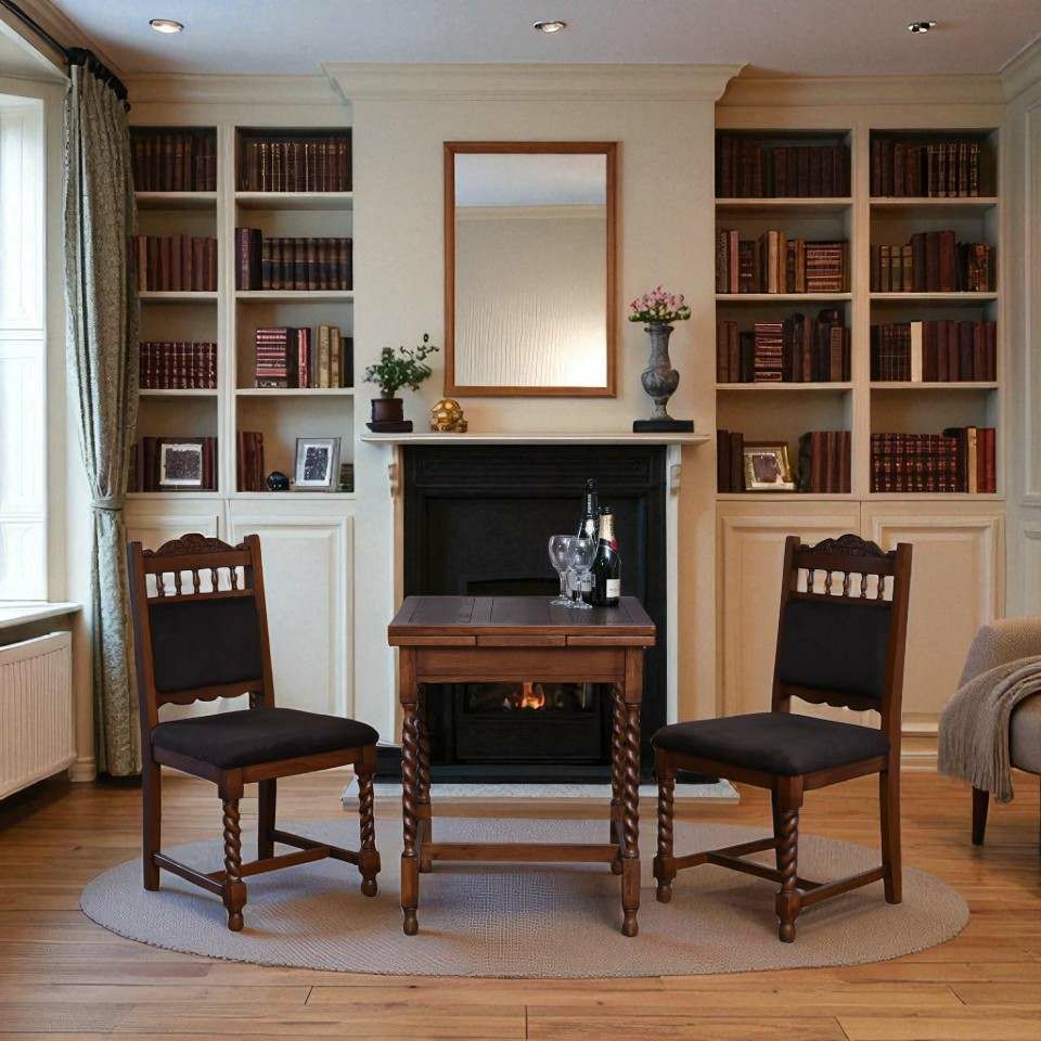 アンティーク調 伸長式 ダイニングセット 3P 2人掛け 英国調 オーク材 高級 画像10