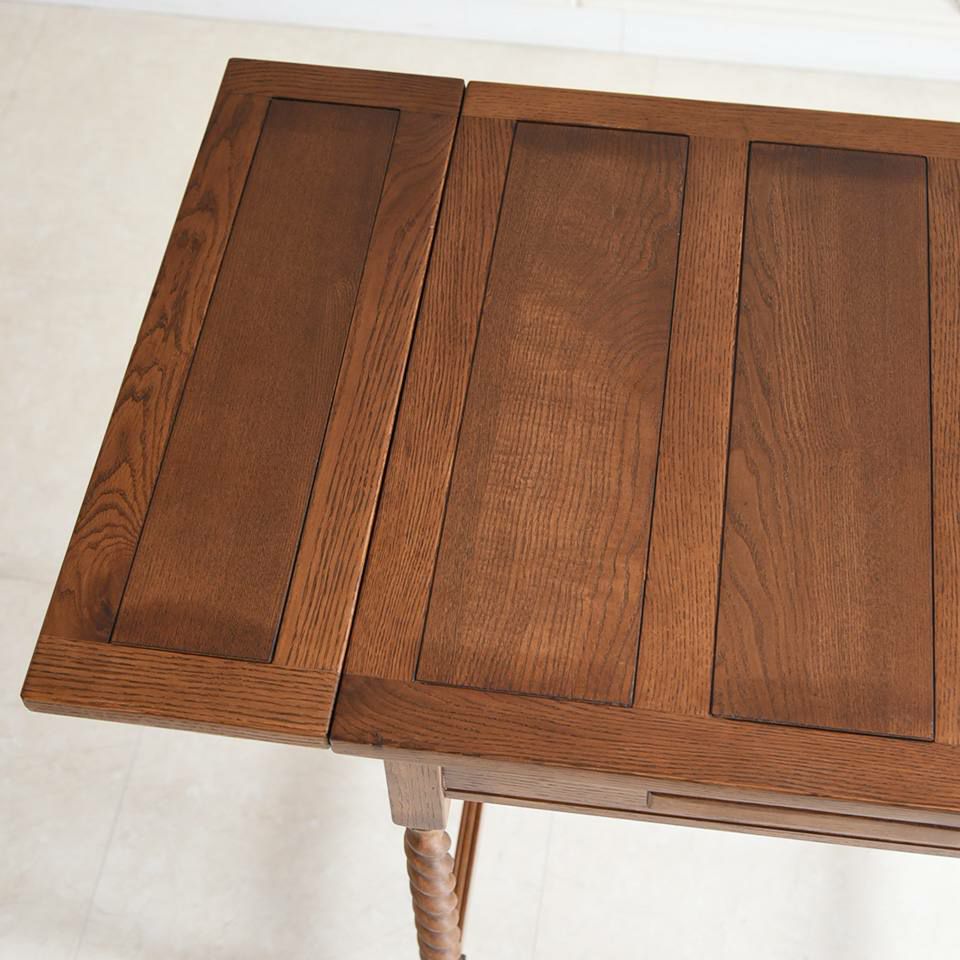 アンティーク調 伸長式 ダイニングセット 3P 2人掛け 英国調 オーク材 高級 画像12