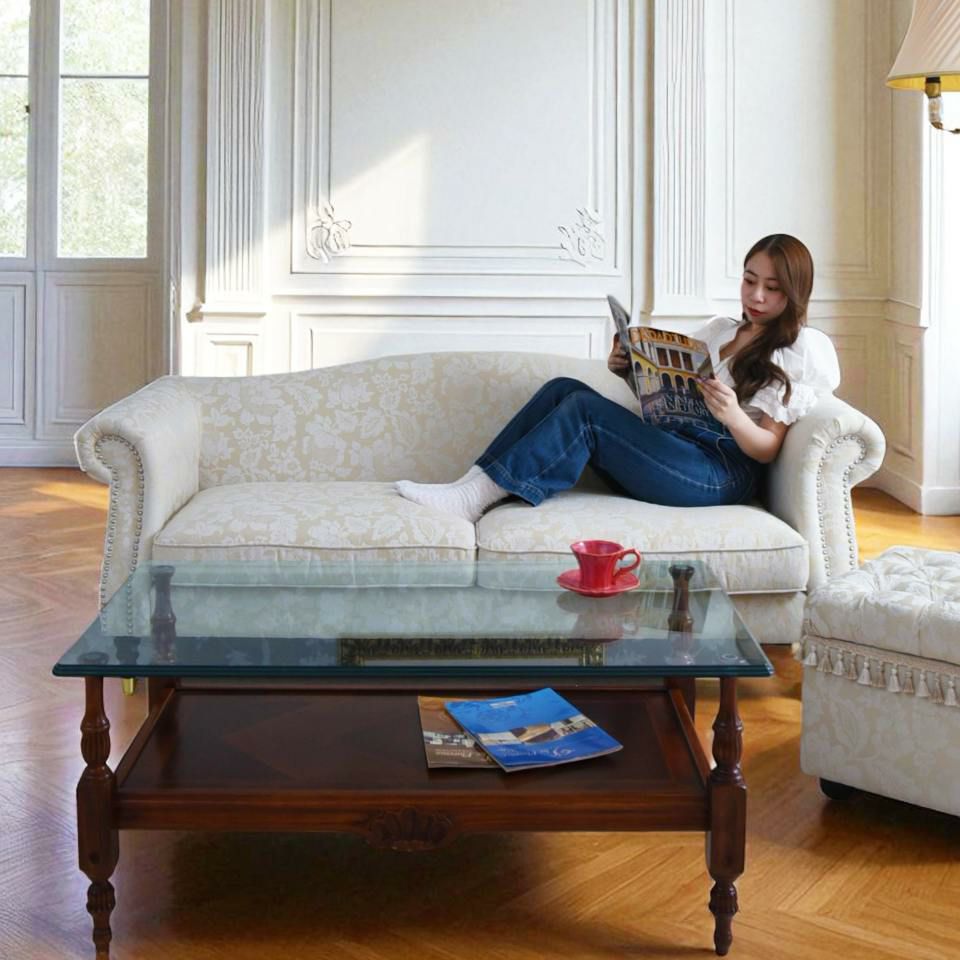 ヨーロピアン クラシック ロココ調 3人掛けソファ 3Pソファ 画像10