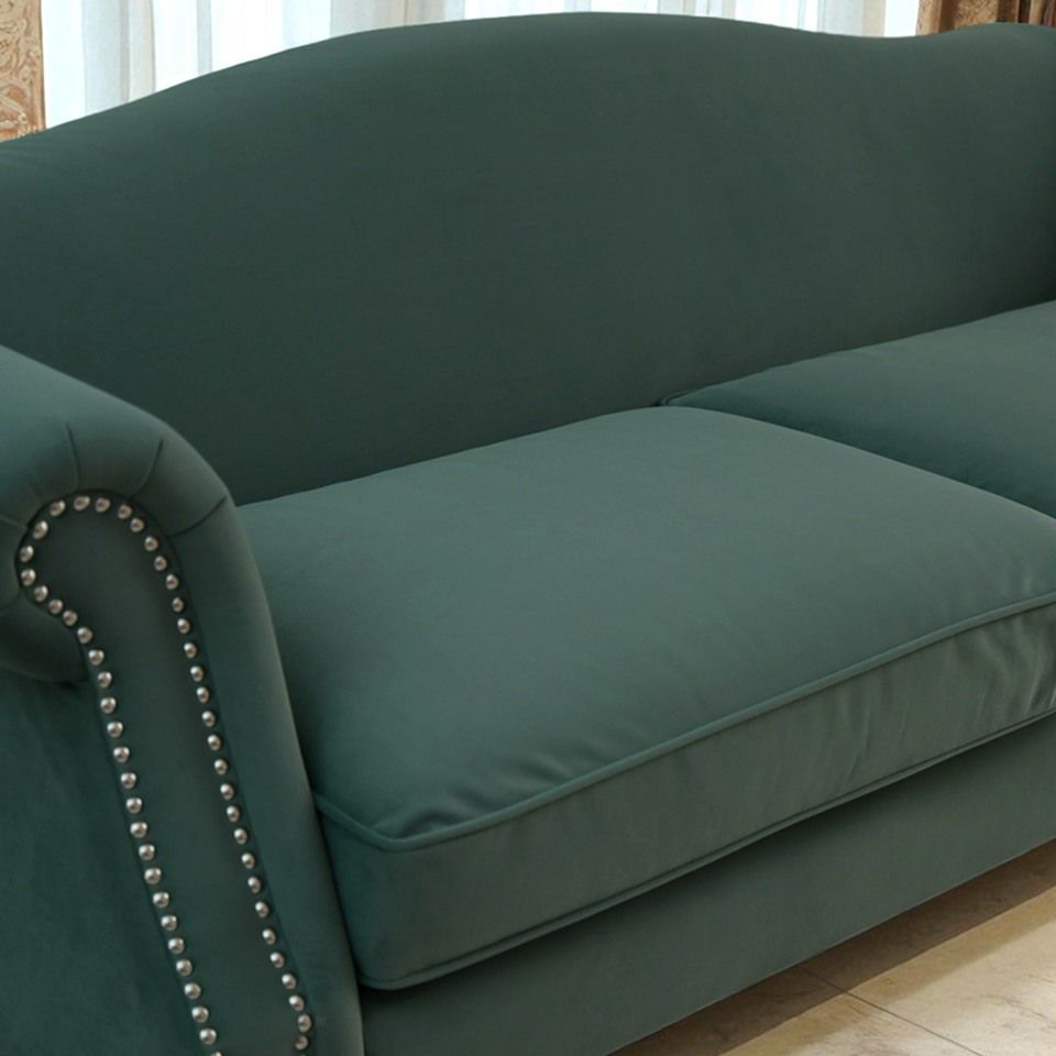 ヨーロピアン クラシック アンティーク調 3人掛けソファ 3Pソファ ベルベット 画像9