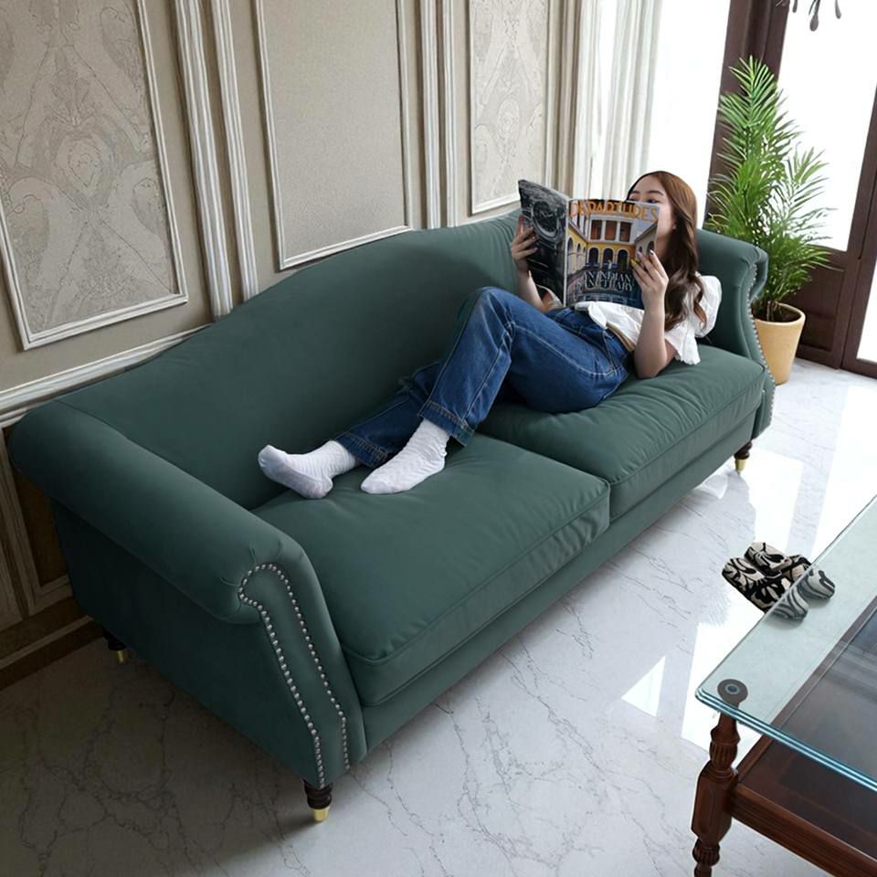 ヨーロピアン クラシック アンティーク調 3人掛けソファ 3Pソファ ベルベット 画像11