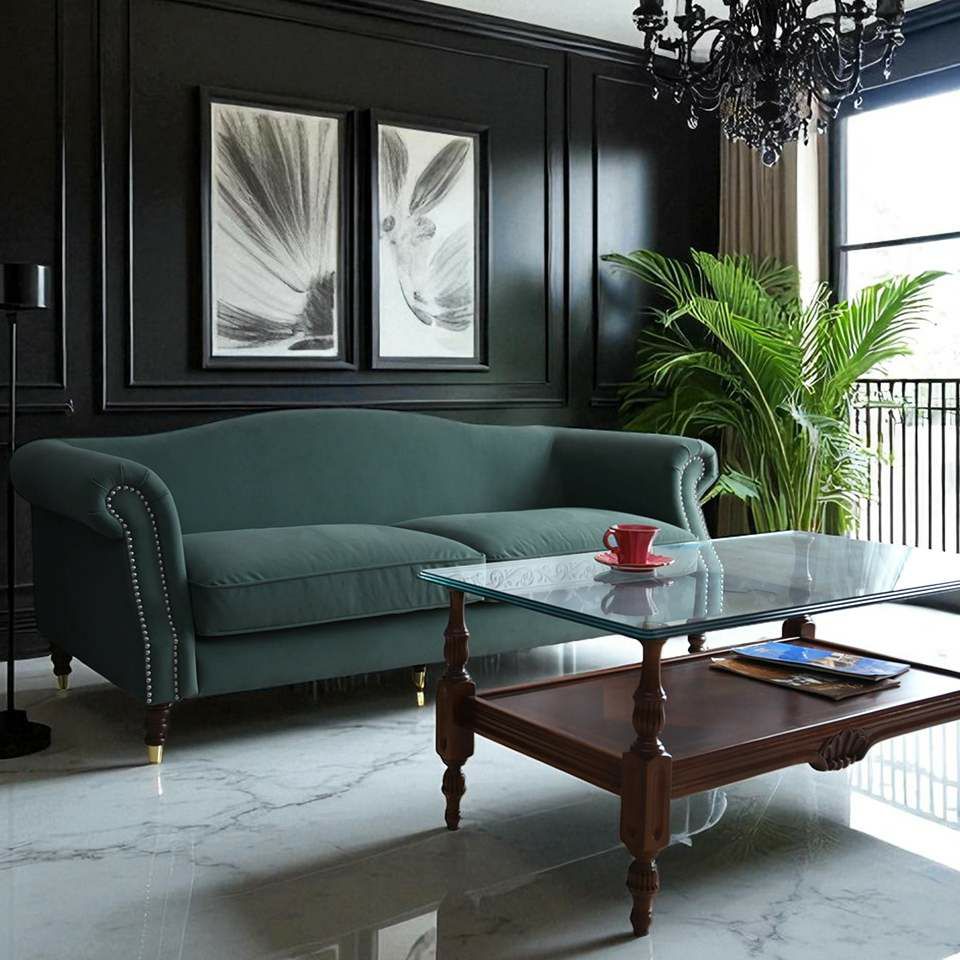 ヨーロピアン クラシック アンティーク調 3人掛けソファ 3Pソファ ベルベット 画像13