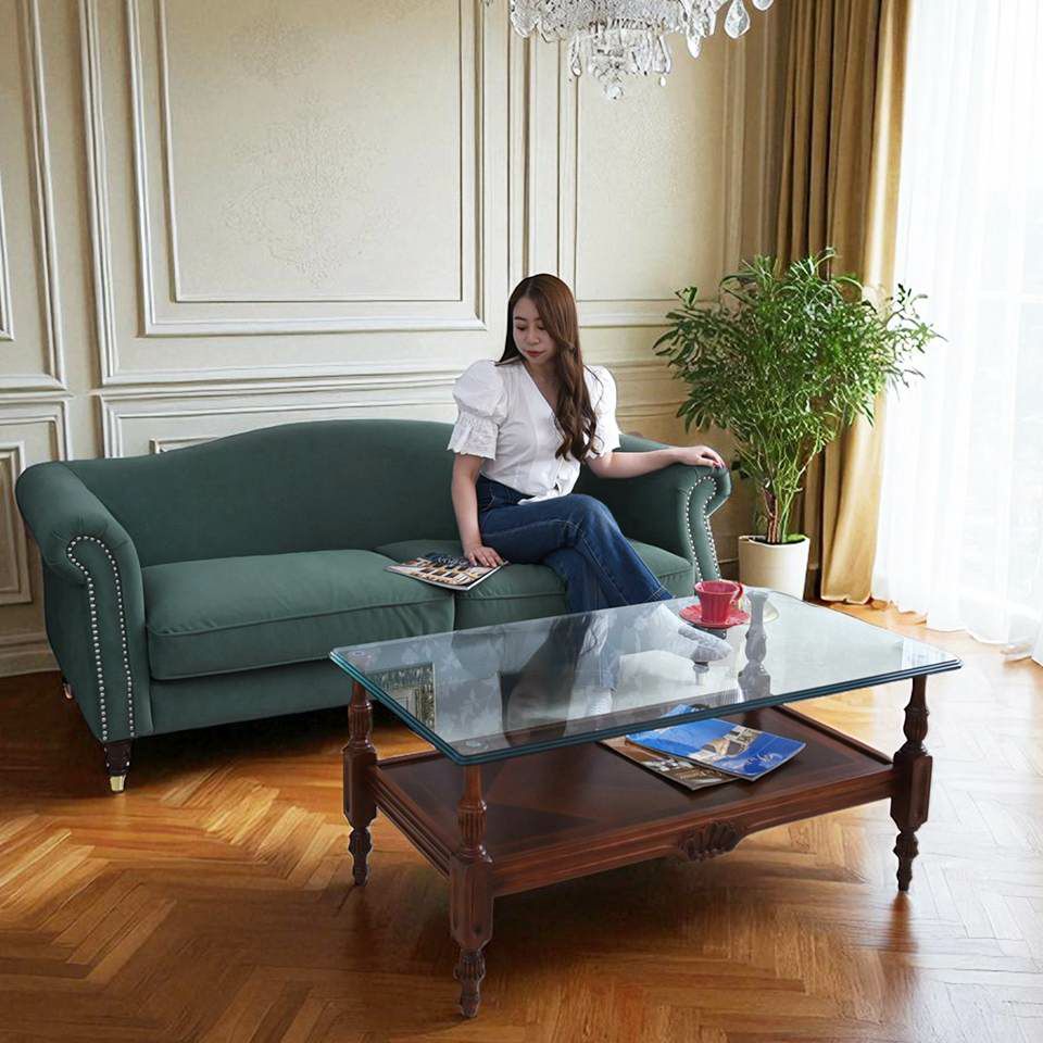 ヨーロピアン クラシック アンティーク調 3人掛けソファ 3Pソファ ベルベット 画像18