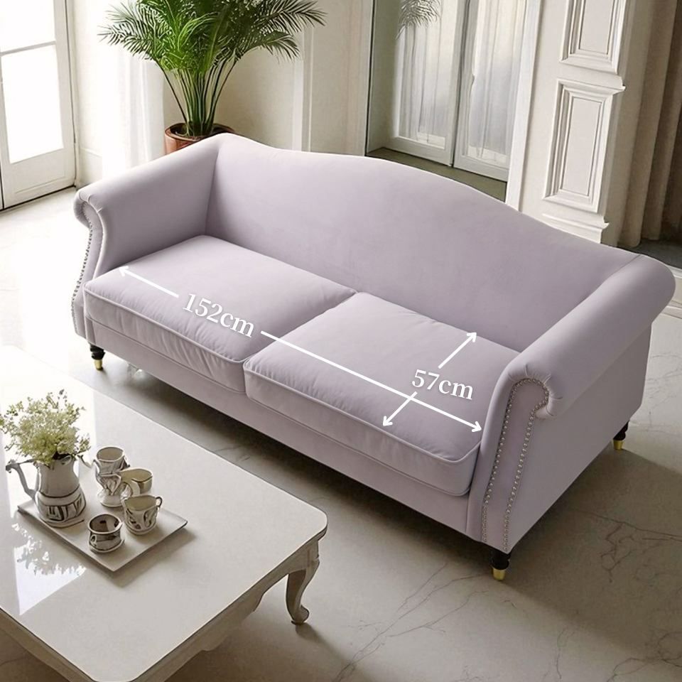 ヨーロピアン クラシック ロココ調 3人掛けソファ 3Pソファ ベルベット 画像4