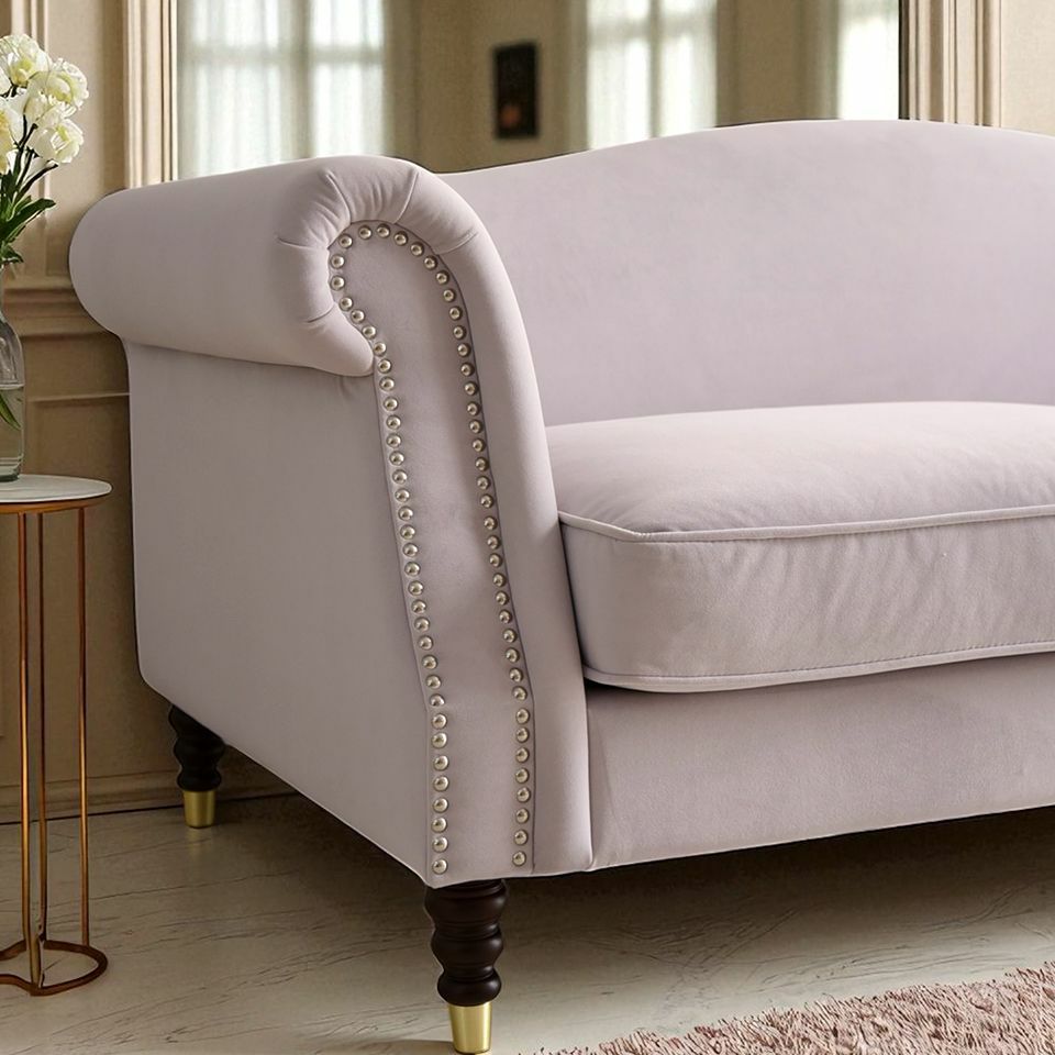 ヨーロピアン クラシック ロココ調 3人掛けソファ 3Pソファ ベルベット 画像6