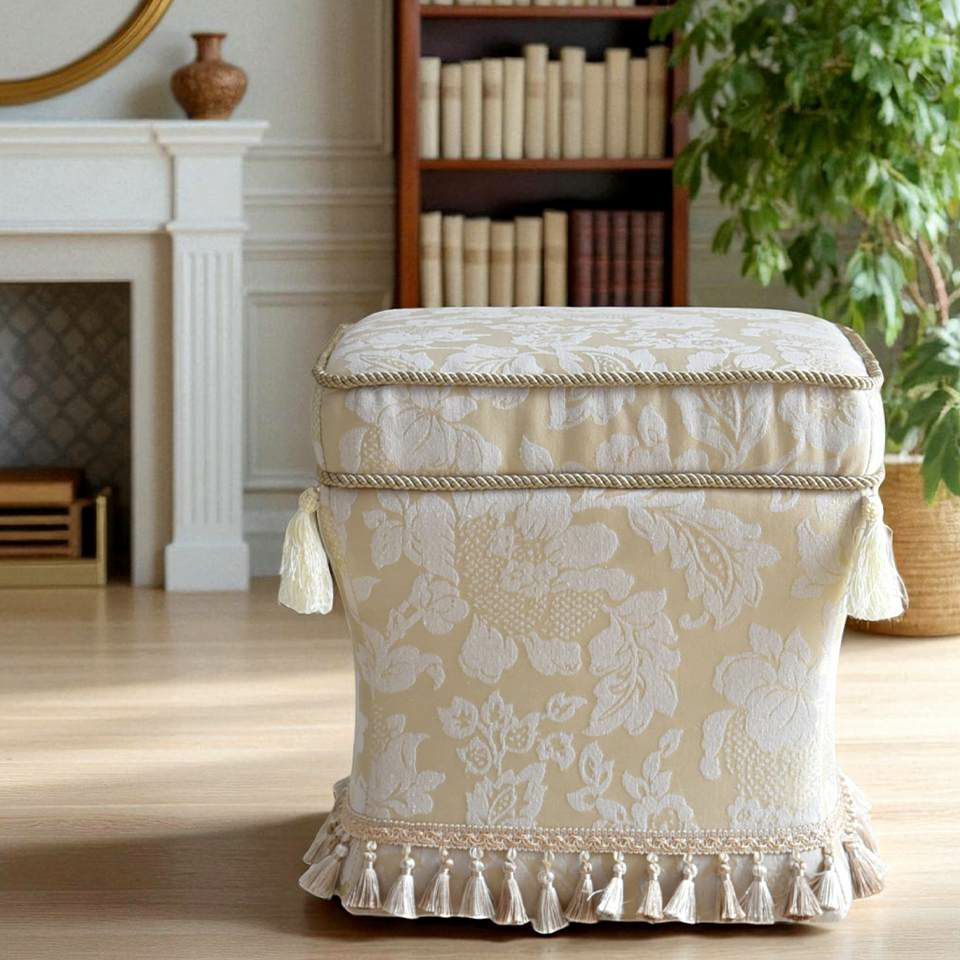 ヨーロピアン アンティーク調 タッセル付き スツール 画像2