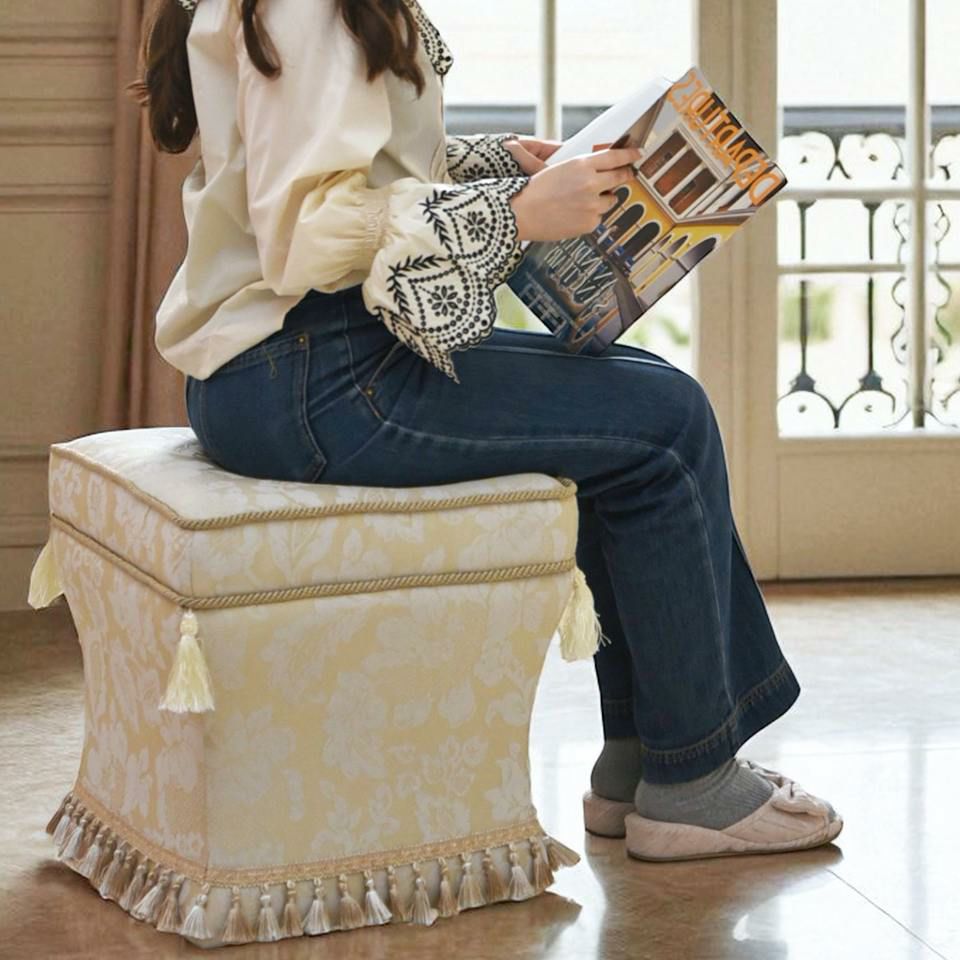 ヨーロピアン アンティーク調 タッセル付き スツール 画像8