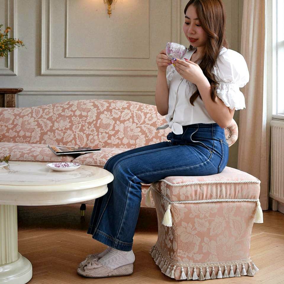 ヨーロピアン ロココ調 姫系 タッセル付き スツール 画像8