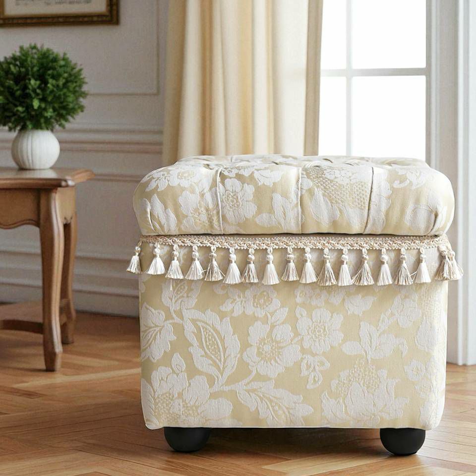 ヨーロピアン アンティーク調 収納付き スツール 画像2