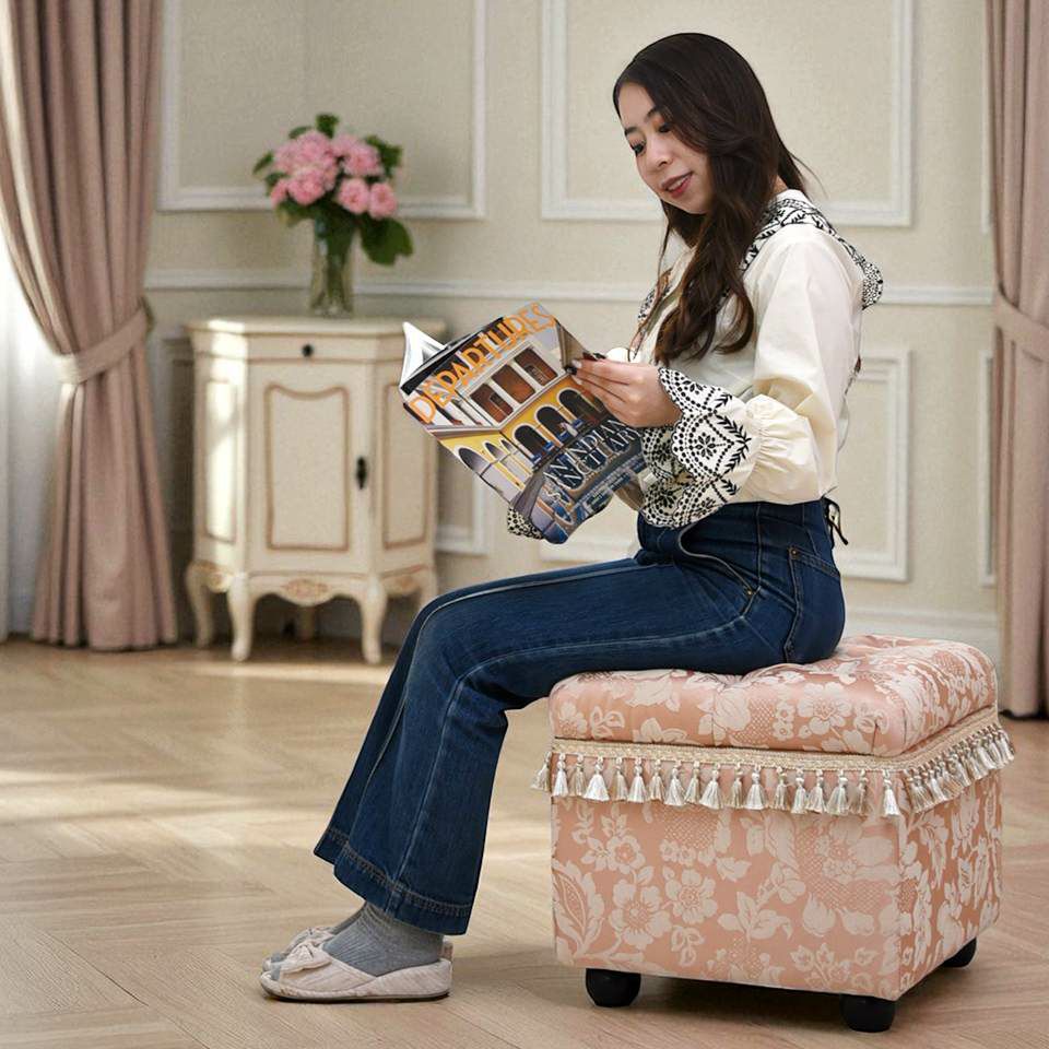 ヨーロピアン ロココ調 姫系 収納付き スツール 画像4