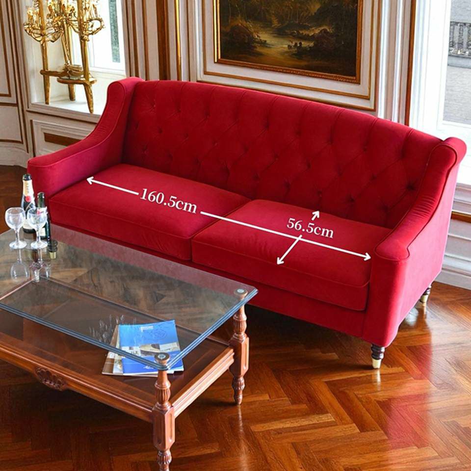 アンティーク調 ヨーロピアン 3人掛けソファ 3Pソファ ベルベット 画像4