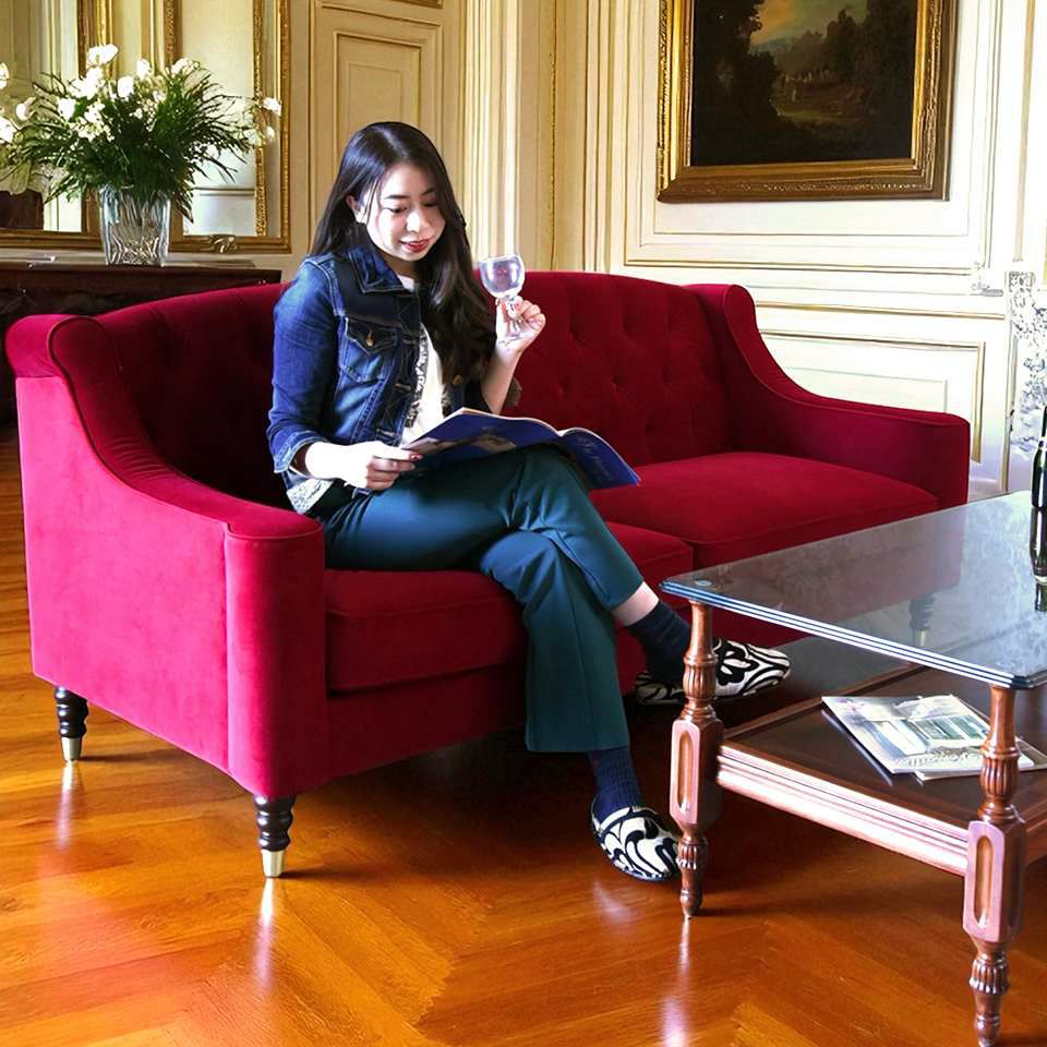 アンティーク調 ヨーロピアン 3人掛けソファ 3Pソファ ベルベット 画像5